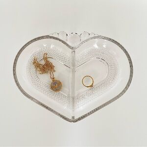 Vintage Duncan & Miller Clear Glass Heart Dish Jewelry Trinket Candy Valentine's